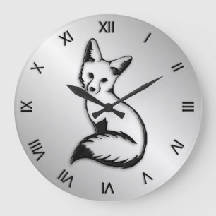 Silver Fox Roman Numeral Large Clock