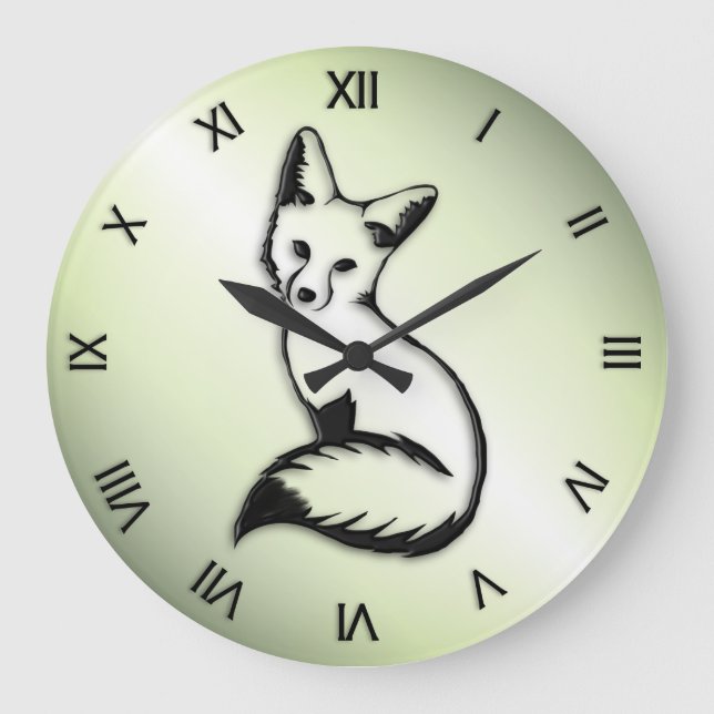 Silver Fox Roman Numeral Large Clock (Front)