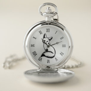 Silver Fox Roman Numerals Pocket Watch