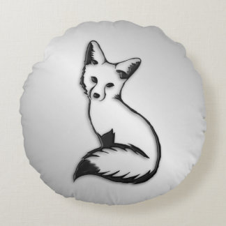 Silver Fox Round Pillow