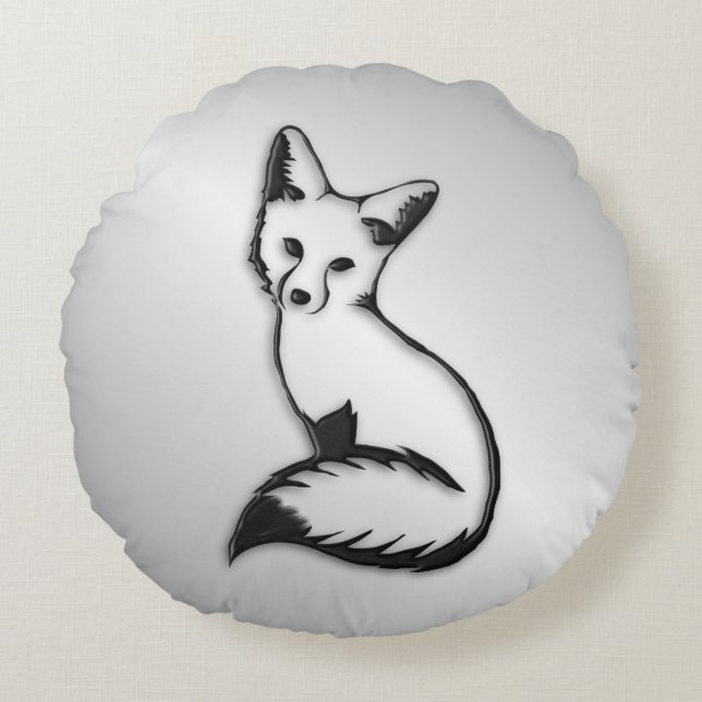 Silver Fox Round Pillow (Front)