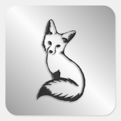 Silver Fox Square Sticker