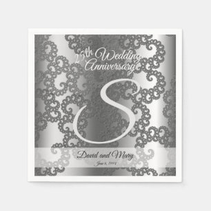 Silver Fractal Anniversary Napkins