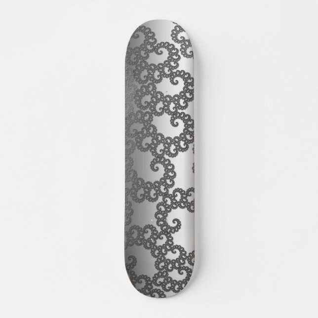 Silver Fractal Art Skateboard (Front)