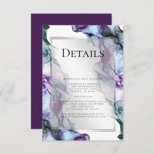 Silver Frame Abstract Plum Teal Details Invitation