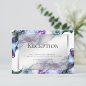 Silver Frame Abstract Plum Teal Flowing Ink Invitation (Standing Front)