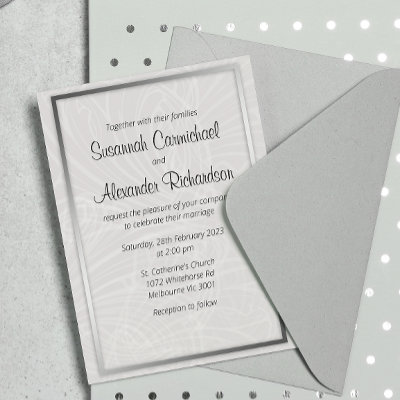 Silver Frame and Grey Damask Wedding