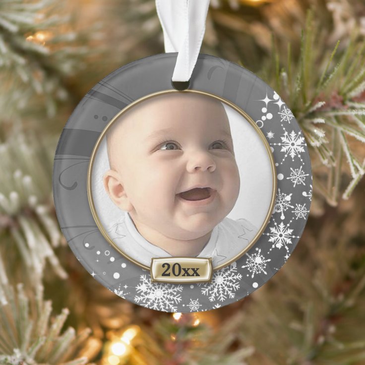 Silver Frame Baby's 1st Christmas Ornament Zazzle