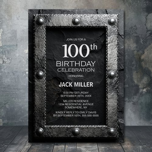 Silver Frame Black Slate 100th Birthday Party