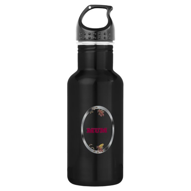 Silver Frame  Decorative Mum Water Bottle (Front)