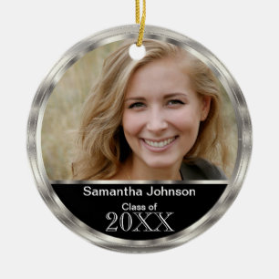 Silver Frame Graduation DIY Photo / Year Ceramic Ornament