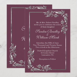 Silver Frame Plum Invitation