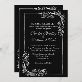 Silver Frame Stunning Black Invitation
