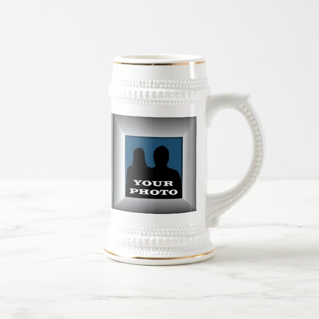 Silver Frame Your Photo Stein Mug Template (Right)