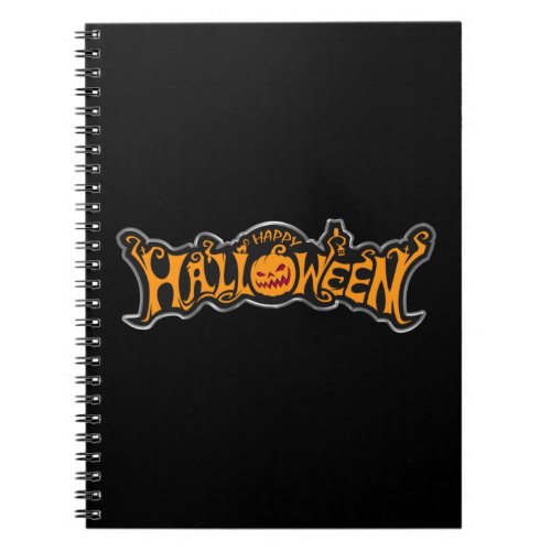Silver Framed Happy Halloween Ruby Eyed Pumpkin Notebook