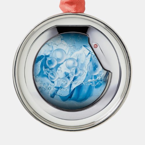 silver framed washing machine animated metal ornament