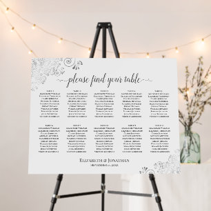 Silver Frills 10 Table White Wedding Seating Chart Foam Board