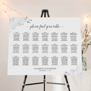 Silver Frills 21 Table White Wedding Seating Chart Foam Board