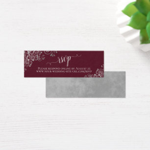 Silver Frills Burgundy Wedding RSVP Online Card