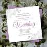 Silver Frills Chic Lavender & White Square Wedding Invitation