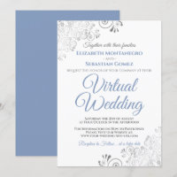 Silver Frills Elegant Blue & White Virtual Wedding