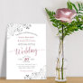 Silver Frills Elegant Dusty Rose on White Wedding Invitation