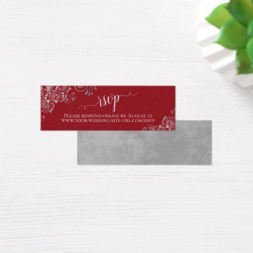 Silver Frills Elegant Red Wedding RSVP Online Card