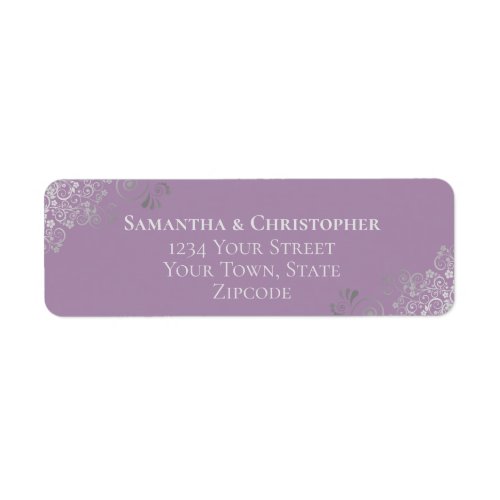 Silver Frills Lavender Wedding Return Address Label