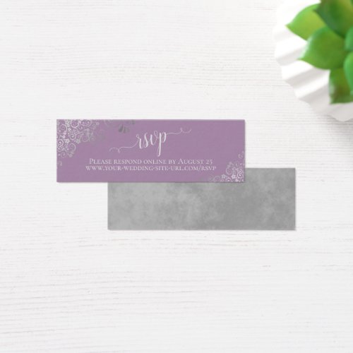 Silver Frills Lavender Wedding RSVP Online Card