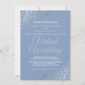 Silver Frills Light Blue and Gray Virtual Wedding Invitation (Front)