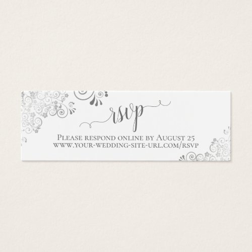 Silver Frills on White Wedding RSVP Online Card