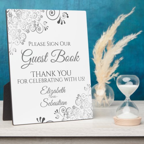 Silver Frills Please Sign Our Guest Book Wedding Plaque