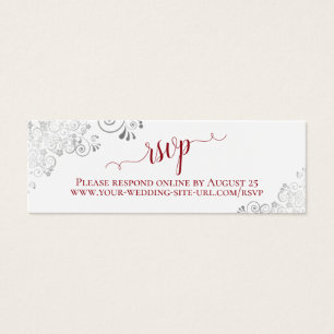Silver Frills Red & White Wedding RSVP Online Card