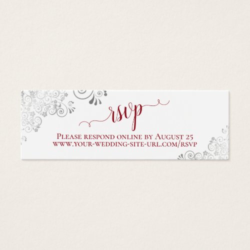 Silver Frills Red  White Wedding RSVP Online Card