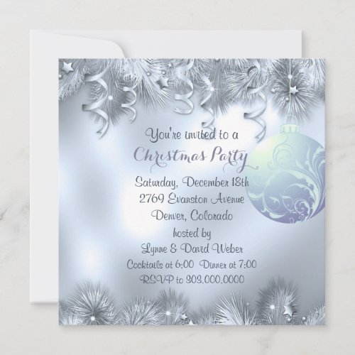 Silver Frost Decoration Christmas Party Invitation