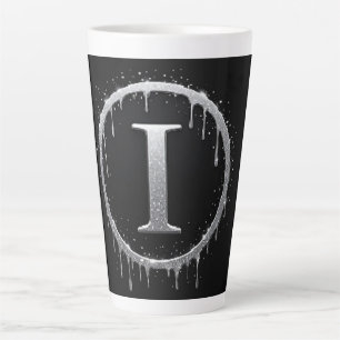 Silver Frosted Letter I Latte Mug
