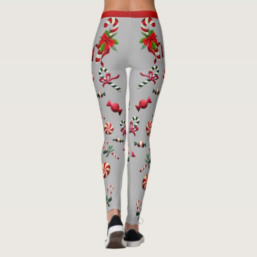 Silver Fun Candy Holiday Season Leggings