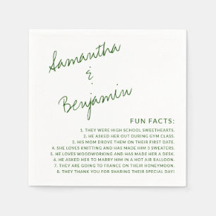 Silver Fun Facts About Bride and Groom Wedding Nap Napkins