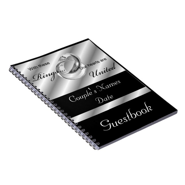 Silver Gay Wedding or Shower Guestbook Notebook (Right Side)