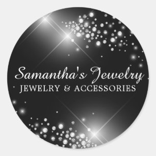 Silver gem diamond jewelry classic round sticker