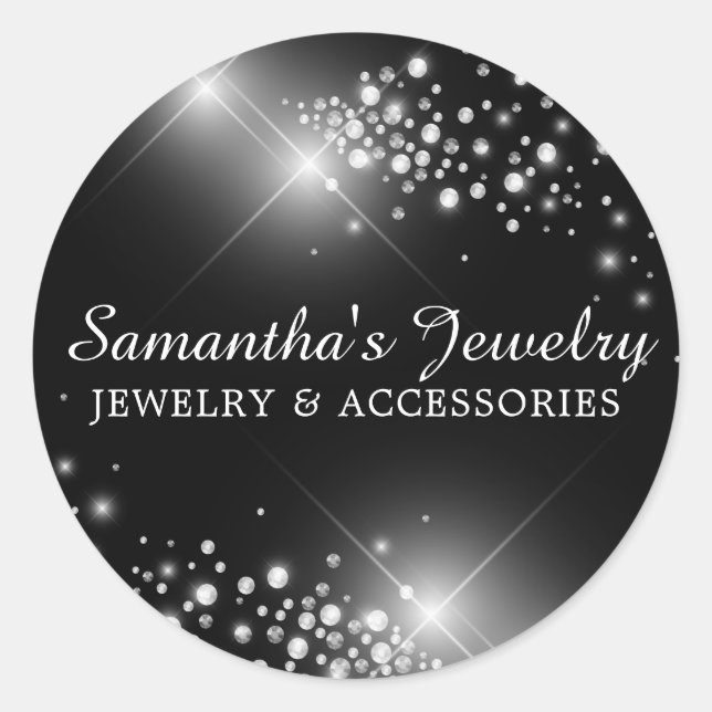 Silver gem diamond jewelry classic round sticker (Front)