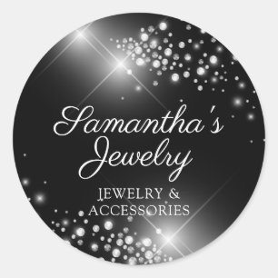 Silver gem diamond jewelry classic round sticker