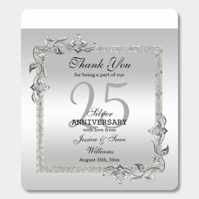 Silver Gem & Glitter 25th Wedding Anniversary Breath Savers® Mints (Sticker)