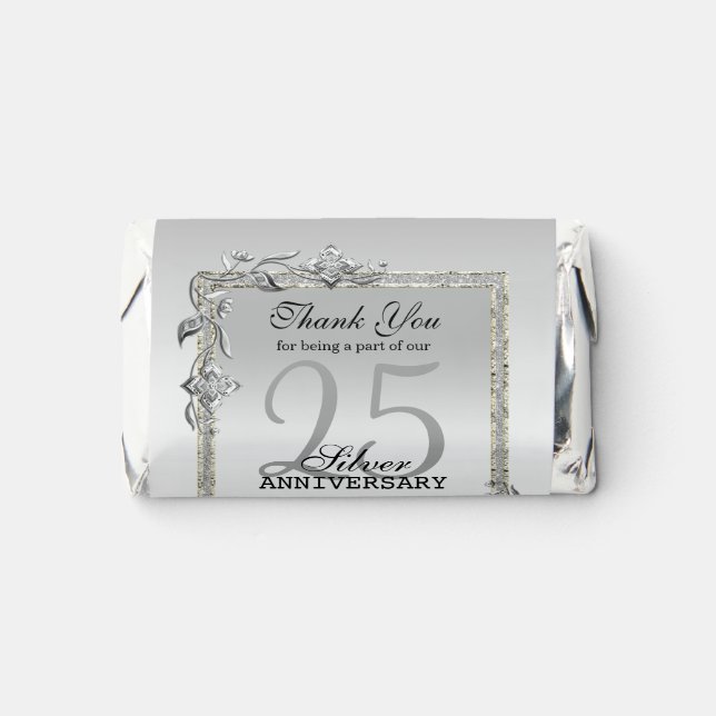 Silver Gem & Glitter 25th Wedding Anniversary Hershey's Miniatures (Front)