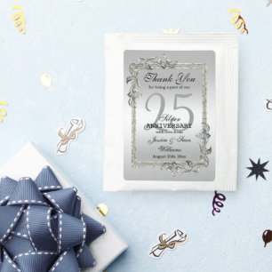 Silver Gem & Glitter 25th Wedding Anniversary Tea Bag Drink Mix