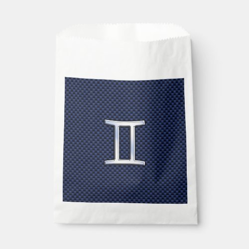 Silver Gemini Zodiac Sign Blue Carbon Fiber Print Favor Bag