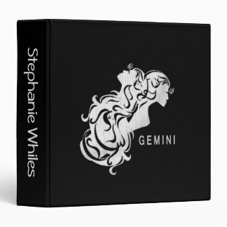 Silver Gemini Zodiac Twins 3 Ring Binder