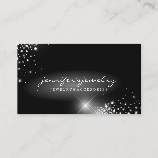 Silver gems diamonds jewelry business card