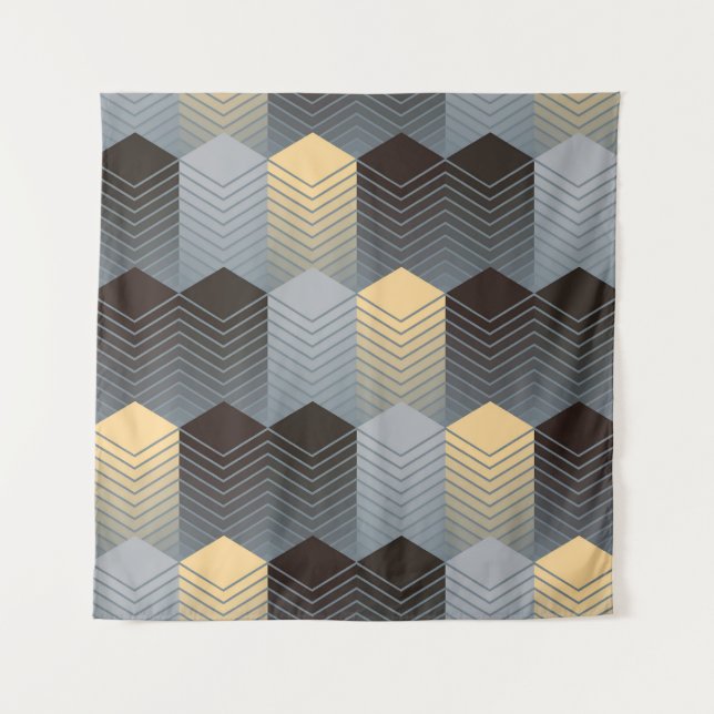 Silver geometric buildings, abstract pattern. tapestry (Front)