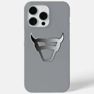 Silver Geometric Bull Chrome Look logo iPhone 15 Pro Max Case